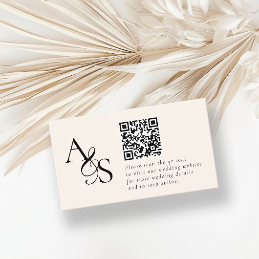 Carte D'accompagnement Site mariage, RSVP, QR-Code, Élégant, Monogramme