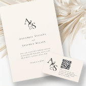 Carte D'accompagnement Site mariage, RSVP, QR-Code, Élégant, Monogramme