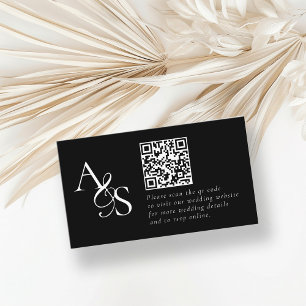 Carte D'accompagnement Site mariage, RSVP, QR-Code, Élégant, Monogramme