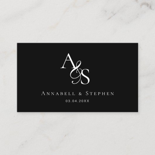 Carte D'accompagnement Site mariage, RSVP, QR-Code, Élégant, Monogramme (Devant)