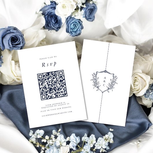 Carte D'accompagnement Site mariage | RSVP QR Code Texte de la marine pho