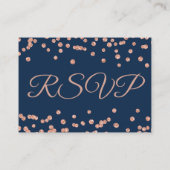 Carte D'accompagnement Site mariage RSVP Rose Gold Confetti Marine (Dos)