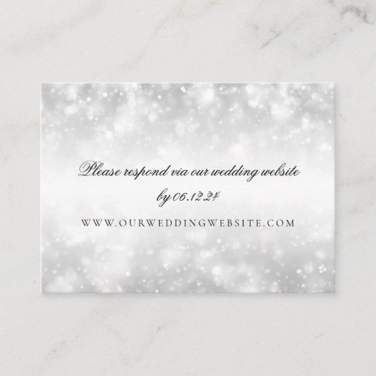 Carte D'accompagnement Site mariage RSVP Silver Shimmer Lumières (Devant)