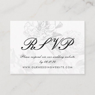 Carte D'accompagnement Site mariage RSVP Simple Floral Argent Noir