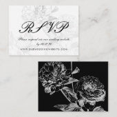 Carte D'accompagnement Site mariage RSVP Simple Floral Argent Noir (Devant / Derrière)