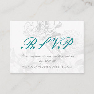 Carte D'accompagnement Site mariage RSVP Simple Floral Silver Turquoise