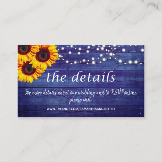 Carte D'accompagnement Site mariage Rustic Blue Wood (Devant)