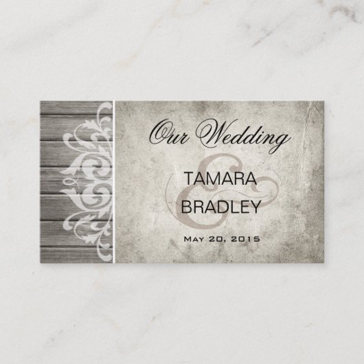 Carte D'accompagnement Site Mariage Rustic Wood Filigree | gris (Devant)