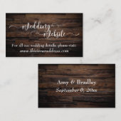 Carte D'accompagnement Site mariage | Script blanc et bois Brown rustique (Devant / Derrière)