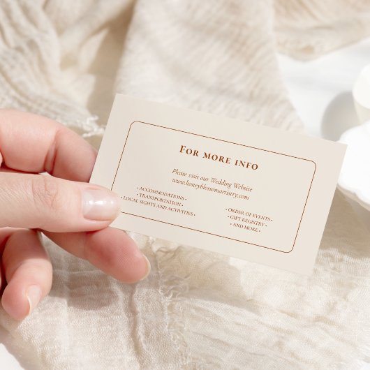 Carte D'accompagnement Site Mariage simple Boho Ivory