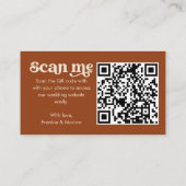 Carte D'accompagnement Site mariage Terracotta Retro RSVP QR Code (Dos)
