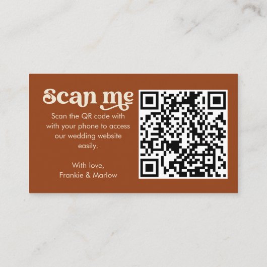 Carte D'accompagnement Site mariage Terracotta Retro RSVP QR Code (Dos)