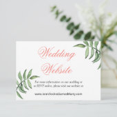 Carte D'accompagnement Site Mariage vert de corail botanique moderne (Debout devant)