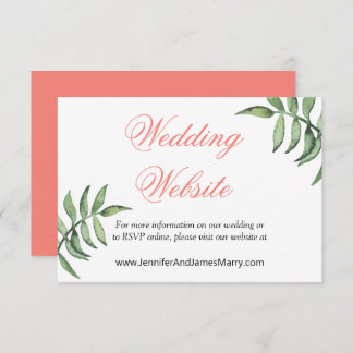 Carte D'accompagnement Site Mariage vert de corail botanique moderne