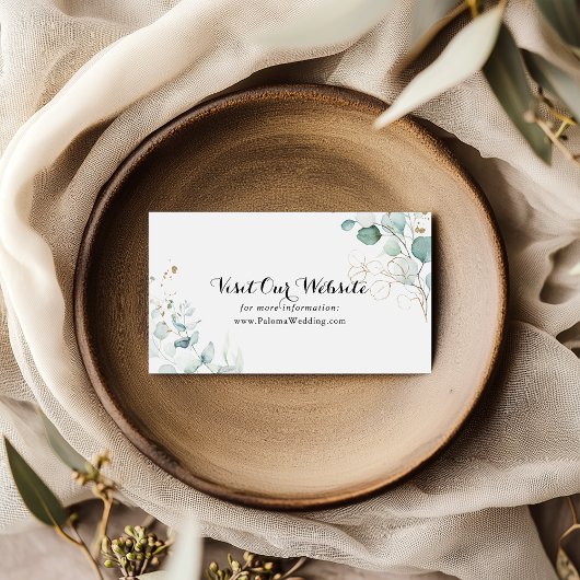 Carte D'accompagnement Site Rustique Eucalyptus Gold Floral Mariage