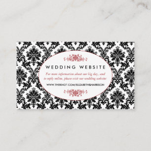 Carte D'accompagnement Site vintage Red, Black & White Mariage damassé