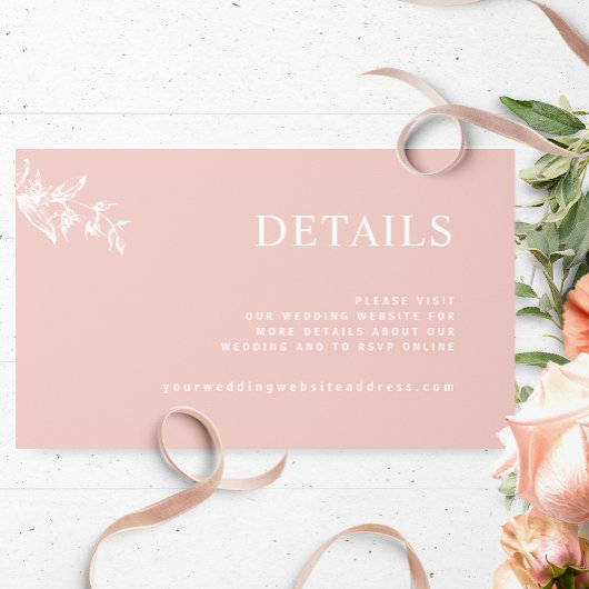 Carte D'accompagnement Site Web Chic Blush Pink Mariage / Détails