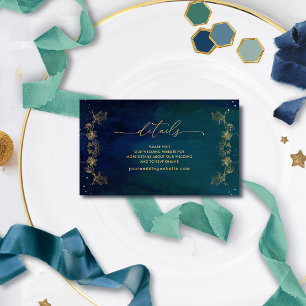 Carte D'accompagnement Site web de Blue, Navy et Green Mariage / Détails