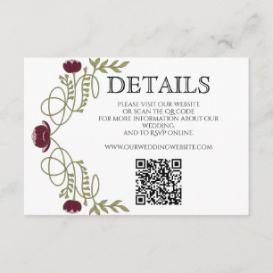 Carte D'accompagnement Site Web de Détails de Mariage Art Nouveau Bourgog