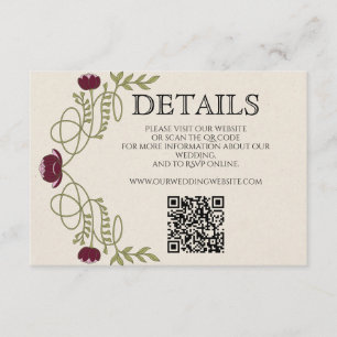 Carte D'accompagnement Site Web de Détails de Mariage Art Nouveau Bourgog