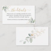Carte D'accompagnement Site Web de détails de mariage avec feuillage vert (Devant / Derrière)