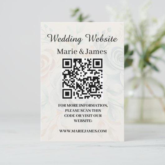 Carte D'accompagnement Site Web de Mariage Ajouter Nom QR Code Photo Mini (Debout devant)