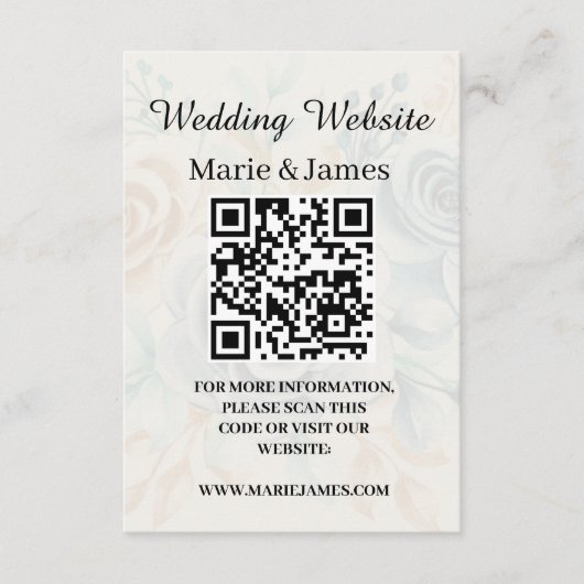 Carte D'accompagnement Site Web de Mariage Ajouter un Code QR de Nom Phot (Devant)