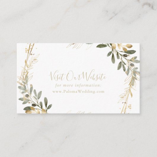 Carte D'accompagnement Site Web de Mariage Automnal à Feuillage Géométriq (Devant)