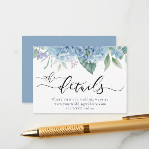Carte D'accompagnement Site Web de Mariage aux fleurs d'Hortensia
