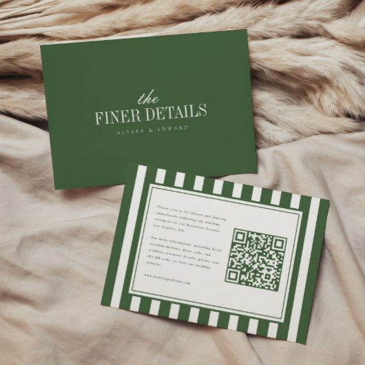 Carte D'accompagnement Site Web de Mariage avec Code QR à Rayures Moderne