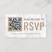 Carte D'accompagnement Site Web de Mariage avec Code QR RSVP en Marbre Bl (Devant)