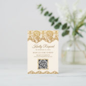 Carte D'accompagnement Site Web de Mariage avec Code QR RSVP et Broderie  (Debout devant)