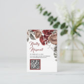 Carte D'accompagnement Site Web de Mariage avec Code QR RSVP Fleurs Rouge (Debout devant)