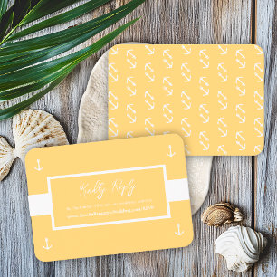 Carte D'accompagnement Site Web de Mariage avec Motif Marin Jaune et Blan