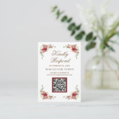 Carte D'accompagnement Site Web de Mariage avec QR Code de Réponse RSVP F (Debout devant)