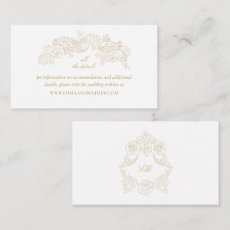 Carte D'accompagnement Site Web de Mariage Baroque Champagne Élégant