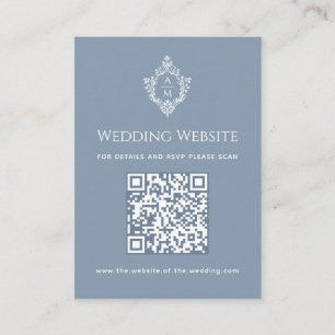Carte D'accompagnement Site Web de Mariage Bleu Poussiéreux Code QR Crête