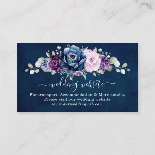 Carte D'accompagnement Site Web de Mariage Bleu Poussiéreux Violet Nuit L (Devant)
