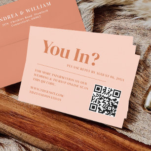 Carte D'accompagnement Site Web de Mariage Boho Rétro Pêche Orange