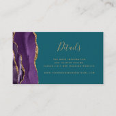 Carte D'accompagnement Site Web de Mariage Budget Violet Agate Sarcelle (Devant)