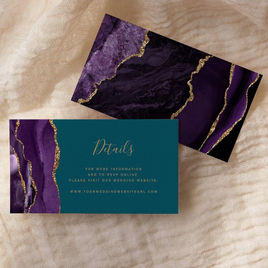 Carte D'accompagnement Site Web de Mariage Budget Violet Agate Sarcelle