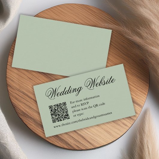 Carte D'accompagnement Site Web de Mariage Calligraphié avec Code QR Vert