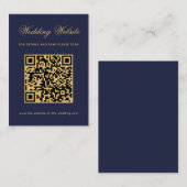 Carte D'accompagnement Site Web de Mariage Code QR Calligraphie Bleu Nuit (Devant / Derrière)