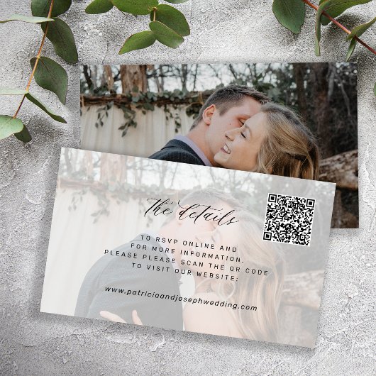 Carte D'accompagnement Site web de mariage CODE QR détails de photo minim