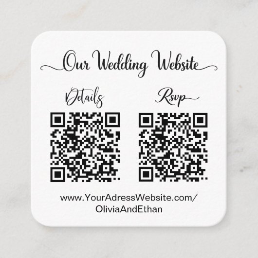 Carte D'accompagnement Site Web de Mariage & Code QR Double RSVP Photo (Devant)