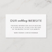 Carte D'accompagnement Site Web de Mariage | Code QR Propre Simple Minima (Devant)