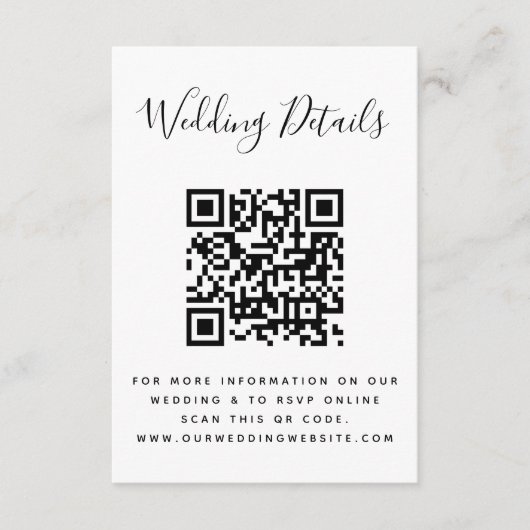 Carte D'accompagnement Site Web de Mariage | Code QR  Réponse Photo Minim (Devant)