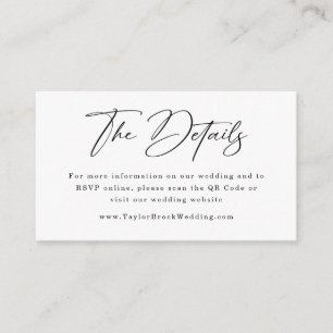 Carte D'accompagnement Site Web de Mariage Code QR RSVP de Mariage