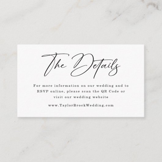 Carte D'accompagnement Site Web de Mariage | Code QR RSVP de Mariage (Devant)