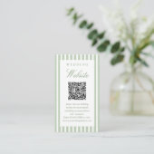 Carte D'accompagnement Site Web de Mariage Code QR Scan Me Vert Sauge (Debout devant)